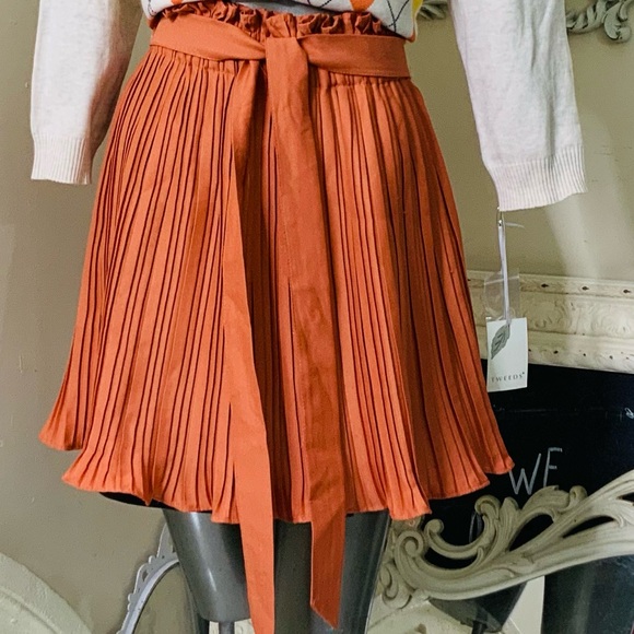 Haute Mode Pumpkin Spice Pleated Skirt NWOT - Picture 2 of 8